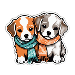 cute puppies scarves SVG PNG design with clean design elements