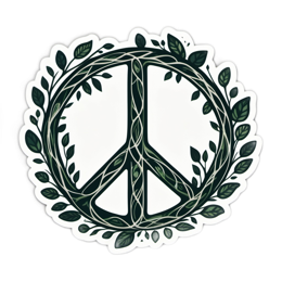 peace symbol nature SVG PNG design with green floral elements