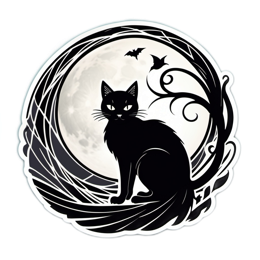 black cat moon SVG PNG design with clean design elements