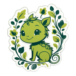creature floral SVG PNG design with clean design elements, green floral elements