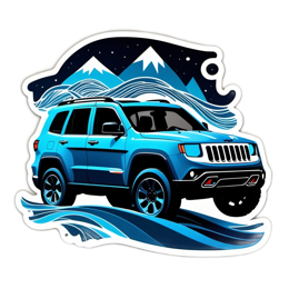 car mountains waves SVG PNG design with clean design elements