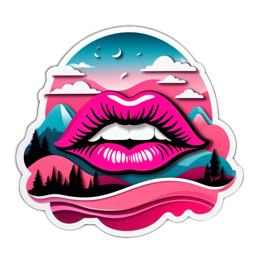 lips mountains SVG PNG design with clean design elements