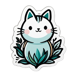 sticker cartoon cat SVG PNG design with clean design elements