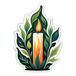 candle nature SVG PNG design with orange and green floral elements