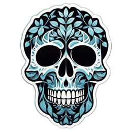 skull flora floral SVG PNG design with clean design elements, black and white floral elements