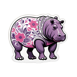 hippo flower SVG PNG design with pink and purple floral elements
