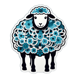 artsy flower sheep SVG PNG design with clean design elements, black and white floral elements