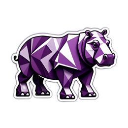 purple geometric hippopotamus SVG PNG design with clean design elements