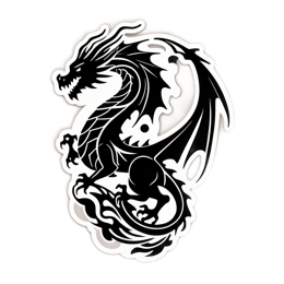 black dragon SVG PNG design with clean design elements