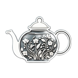 teapot flowerdesign floral SVG PNG design with clean design elements, black and white floral elements
