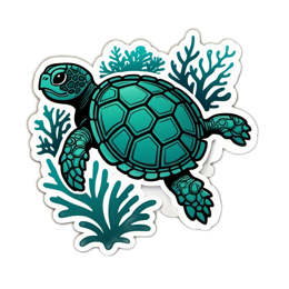 turtle coral SVG PNG design with clean design elements
