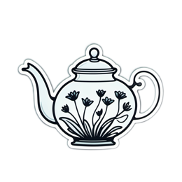 teapot flower SVG PNG design with clean design elements, black and white floral elements