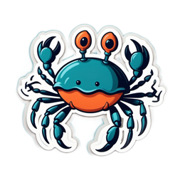 sticker cartoon crab SVG PNG design with clean design elements
