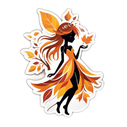 autumn fairy SVG PNG design with black and orange floral elements