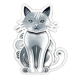 cute gray cat sticker SVG PNG design with clean design elements