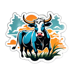 cow colorful scene SVG PNG design with clean design elements