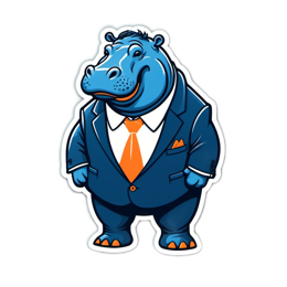 hippo cartoon suit SVG PNG design with clean design elements