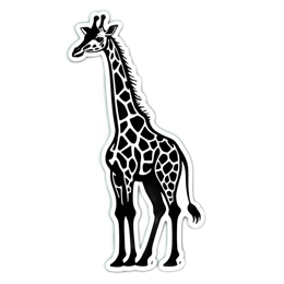 giraffe black and white SVG PNG design with clean design elements