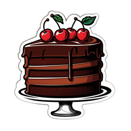 chocolate cake cherries SVG PNG design with clean design elements, red and green floral elements