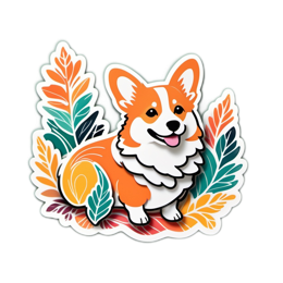 corgi leaves SVG PNG design with clean design elements
