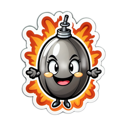 sticker cartoon bomb SVG PNG design with clean design elements