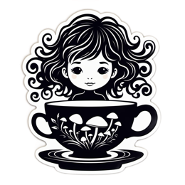 sticker girl in cup SVG PNG design with clean design elements