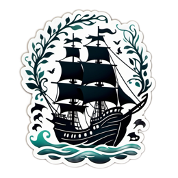 sticker ship nature SVG PNG design with clean design elements