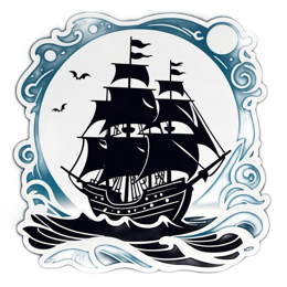 fantasy ship ocean SVG PNG design with clean design elements