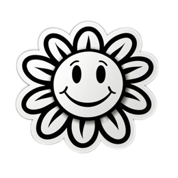 smiley sunflower flower SVG PNG design with clean design elements, black and white floral elements