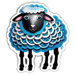 blue sheep sticker SVG PNG design with clean design elements