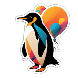 painting penguin balloons SVG PNG design