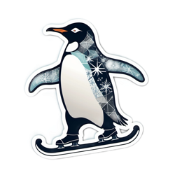 penguin ice skating SVG PNG design with clean design elements