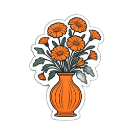 flowers vase SVG PNG design with orange and green floral elements