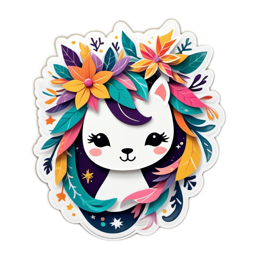 fantasy pet portrait floral SVG PNG design with clean design elements, floral elements