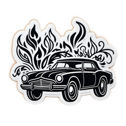 car flames floral SVG PNG design with clean design elements, black floral elements