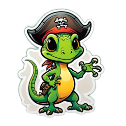 pirate lizard sticker SVG PNG design with clean design elements