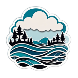 water scene landscape SVG PNG design with clean design elements