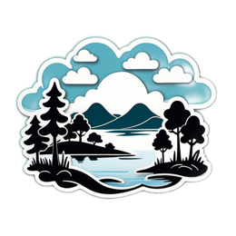 lakes mountains SVG PNG design with clean design elements