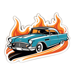 vintage car flames SVG PNG design with clean design elements