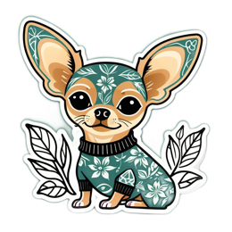 chihuahua floral SVG PNG design with clean design elements, green floral elements
