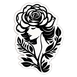 blackrosesticker floral SVG PNG design with clean design elements, black and white floral elements