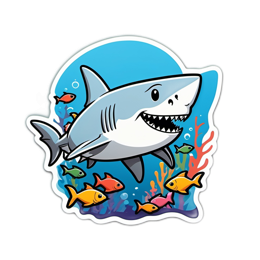 shark underwater scene SVG PNG design with clean design elements