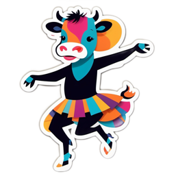 dancing cow SVG PNG design with clean design elements