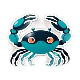 cartoon crab SVG PNG design with clean design elements