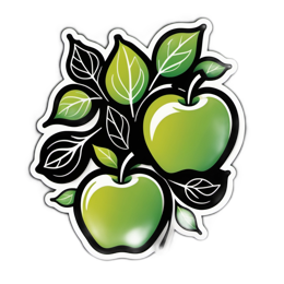 apples leaves SVG PNG design with clean design elements, black and green floral elements