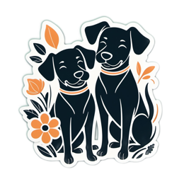dogs flora floral SVG PNG design with clean design elements, black and orange floral elements