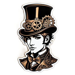 steampunk character sticker SVG PNG design with clean design elements