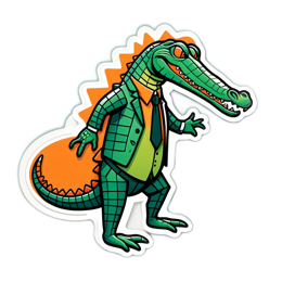 sticker crocodile character SVG PNG design with clean design elements