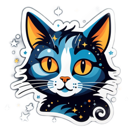 sticker cat stars SVG PNG design with clean design elements