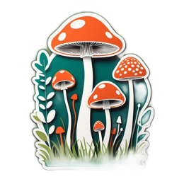 mushrooms growth SVG PNG design with clean design elements